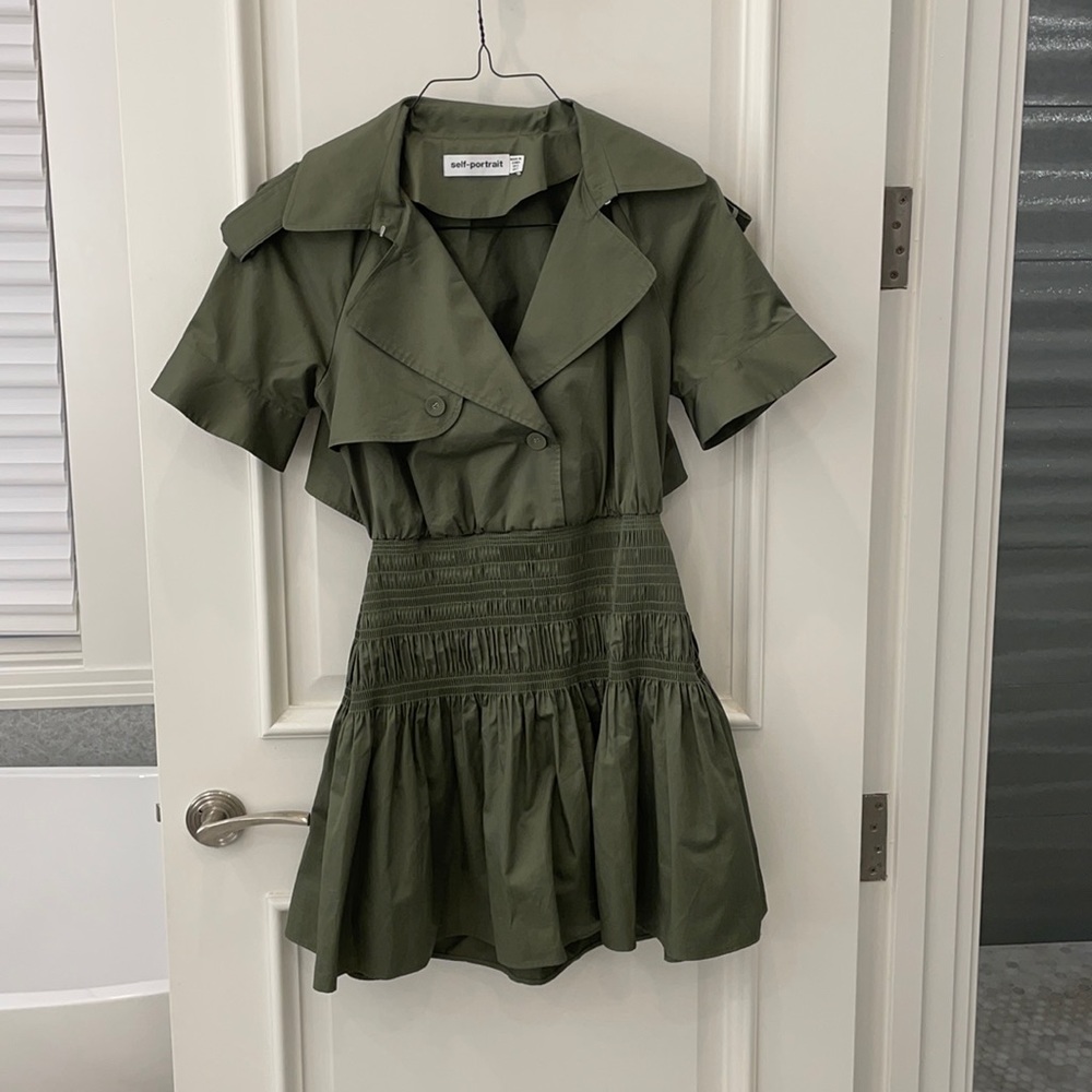 Self-Portrait Olive Green Dress